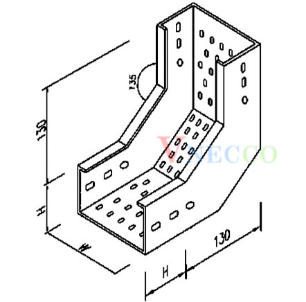 Picture of Cút máng 90 độ trong đột lỗ mạ kẽm IBTH1G50