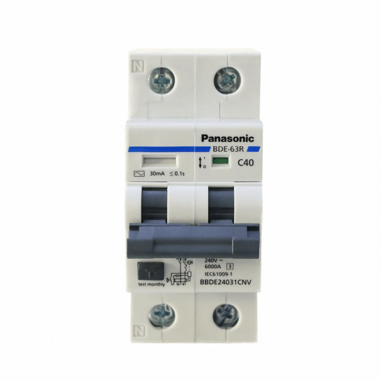 Picture of RCBO Panasonic 2P 40A 30mA 6kA 240VAC