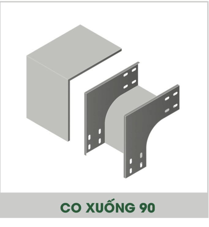 Picture of Co xuống máng cáp 100x100x1.8mm, mạ kẽm nhúng nóng, kèm nắp